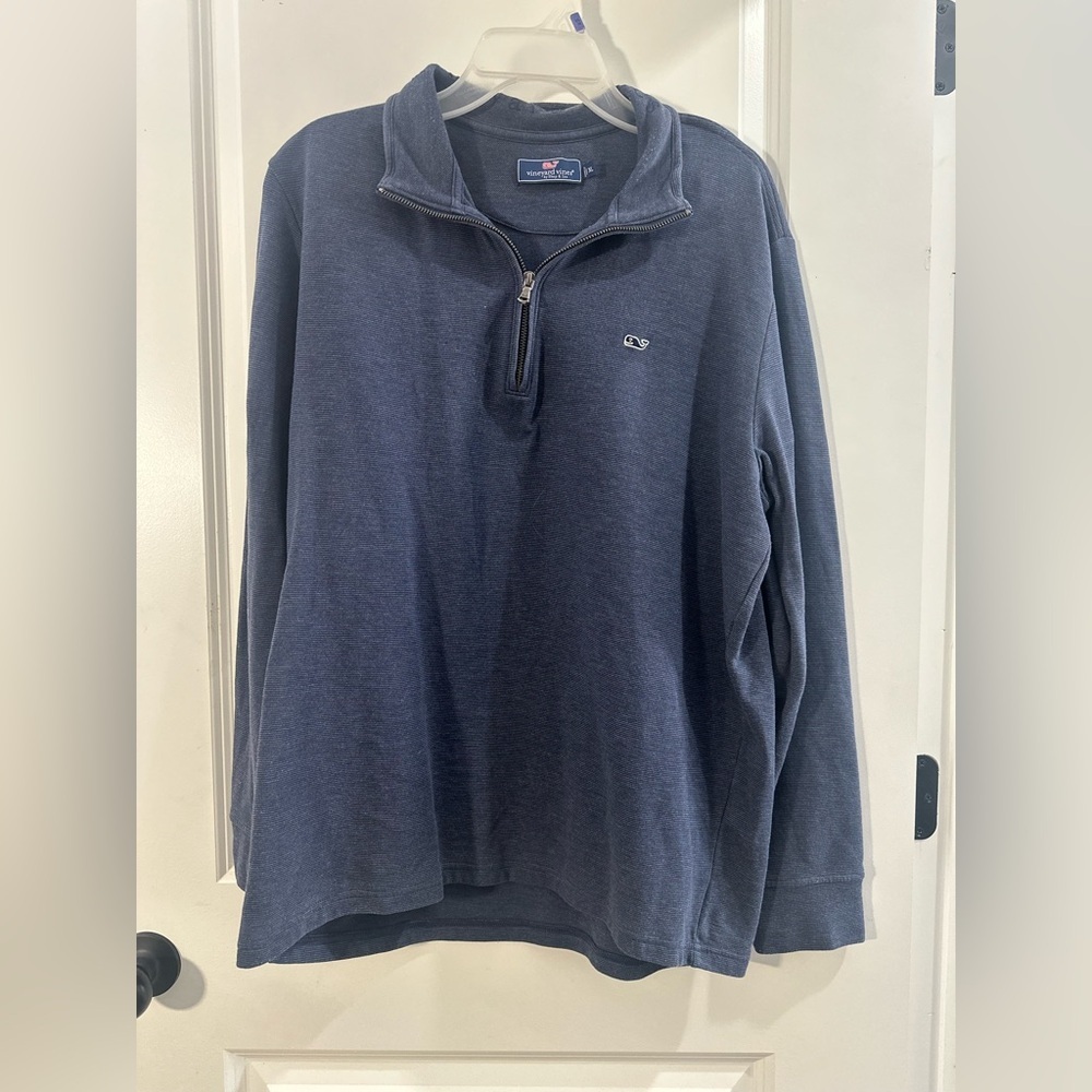 Vineyard Vines Saltwater Stripe Quarter Zip Pullover Navy Size XL - Picture 4 of 4